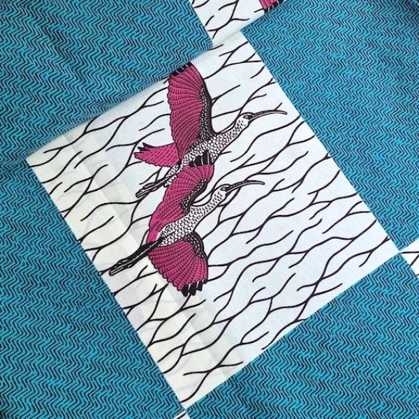 Afrikanischer Wax Print Stoff Baumwolle PINK BIRD